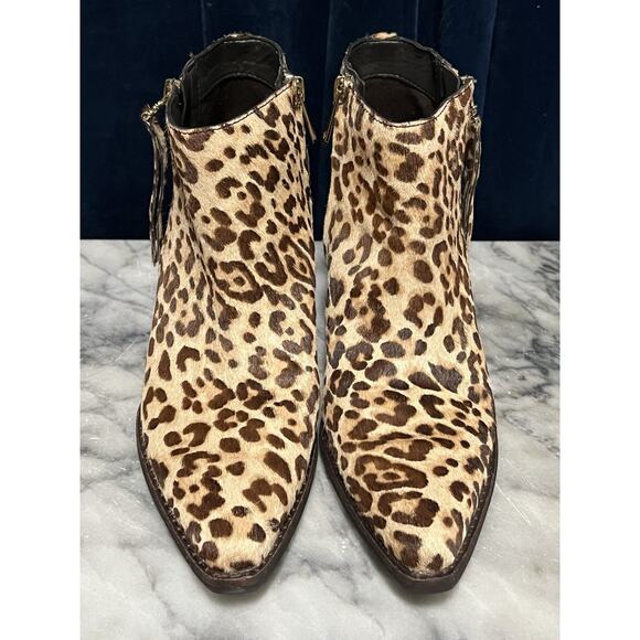 Sam Edelman WALDEN Leopard Print Calf Hair Double Zip Ankle Booties 6.5 - Picture 3 of 10